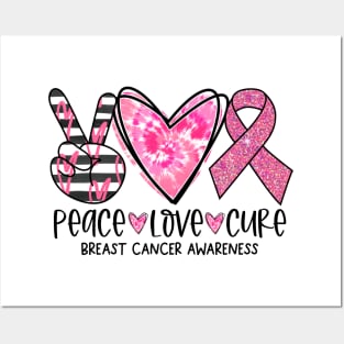 Peace Love Cure Breast Cancer Awareness shirt Pink Ribbon Posters and Art